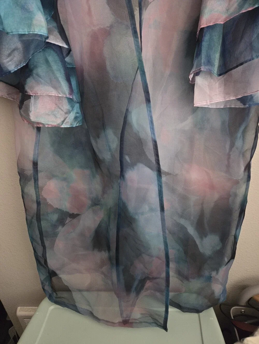 By Anthropologie Sheer Ruffle-Sleeve Kimono OS NEW